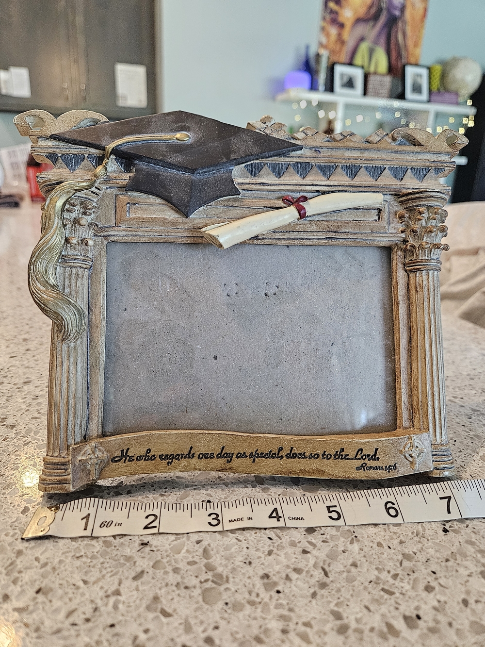 Graduation Picture Frame 4x6 Faith Quote Romans 15:13 Resin Diploma Frame